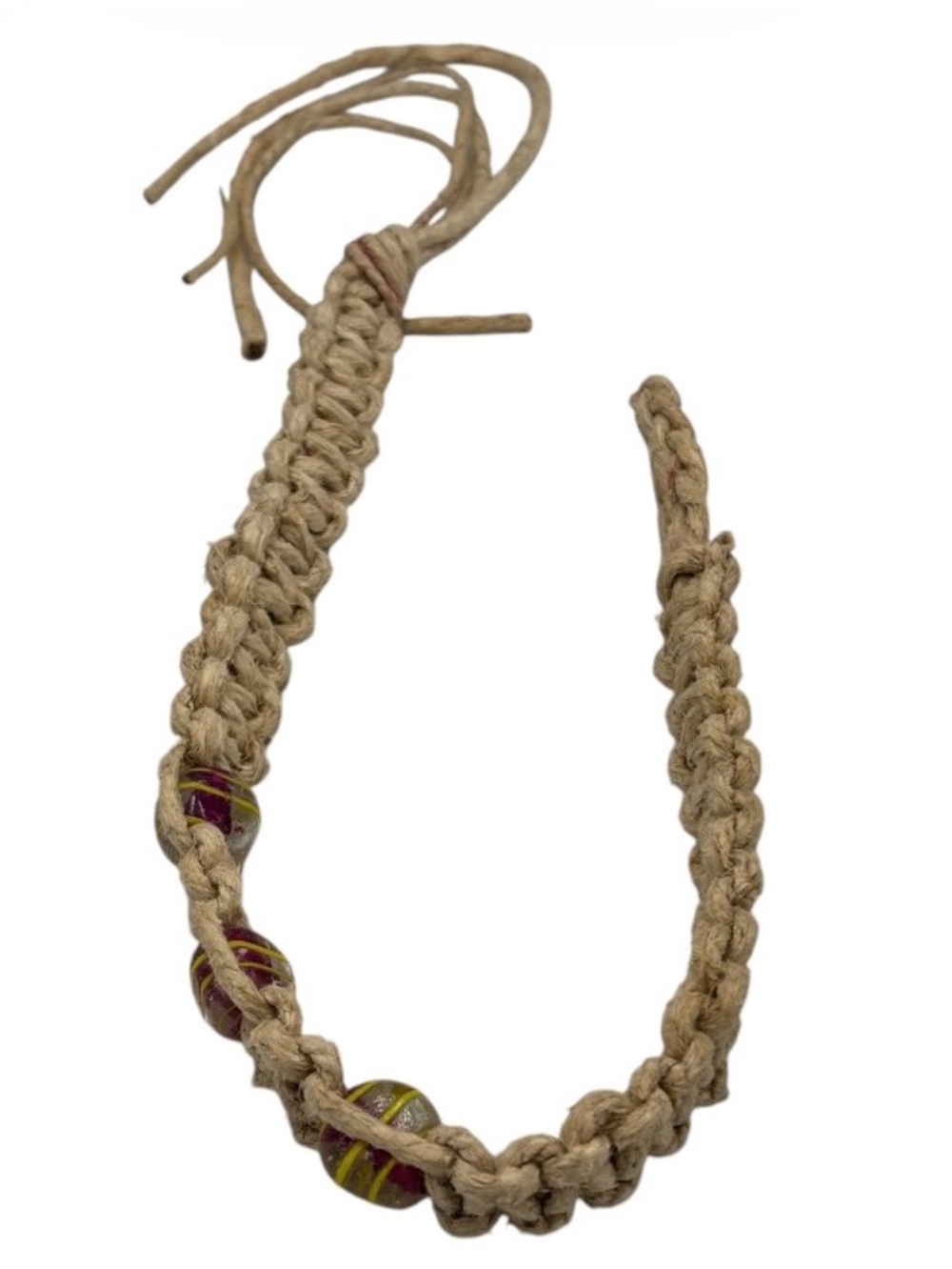 15.5” Handmade Thick Hemp 6.5” Adjustable Necklace W/ 3 Pendant
